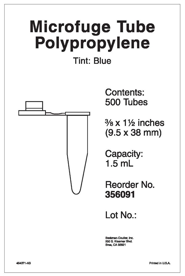 356091-1.5 mL Polypropylene Tube with Snap-On Cap, Blue,  9.5 x 38mm - 500Pk_1